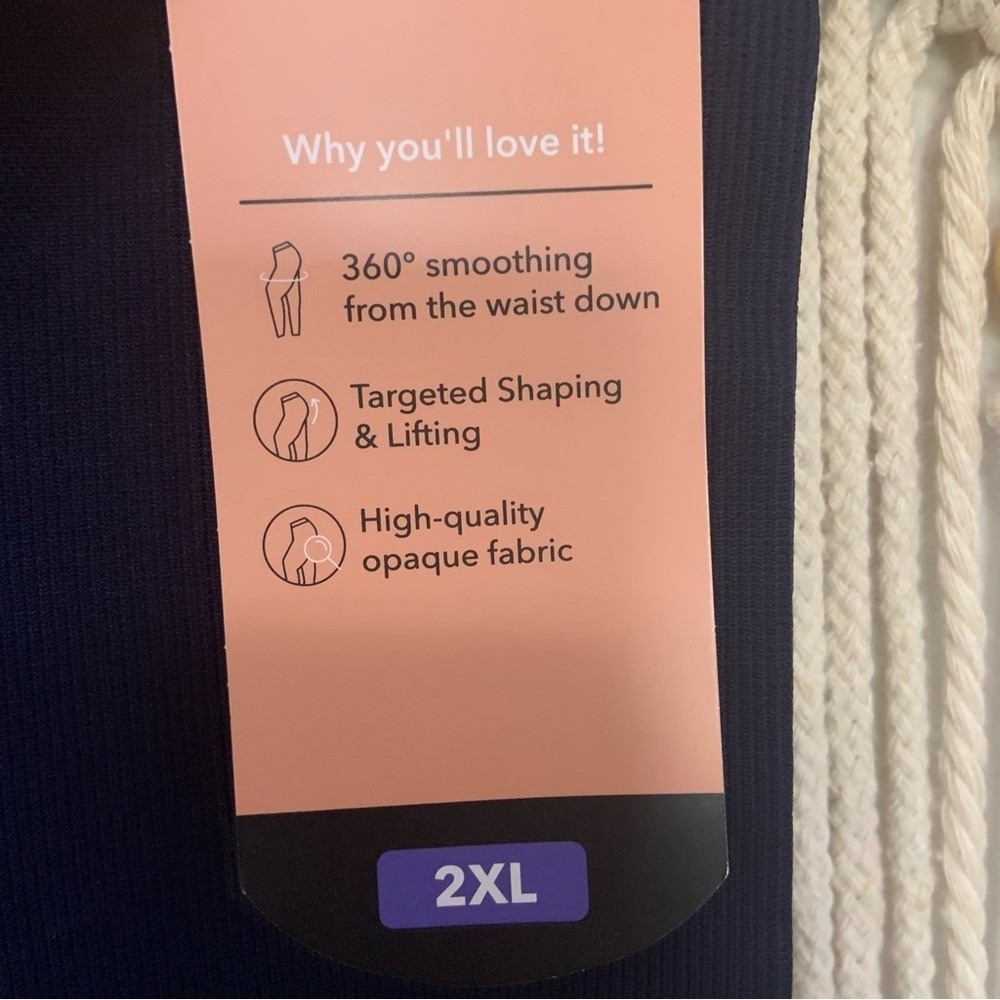 SHAPERMINT Women's High Waisted Shaping Smoothing Leggings Navy Blue Size 2XL - Picture 7 of 12